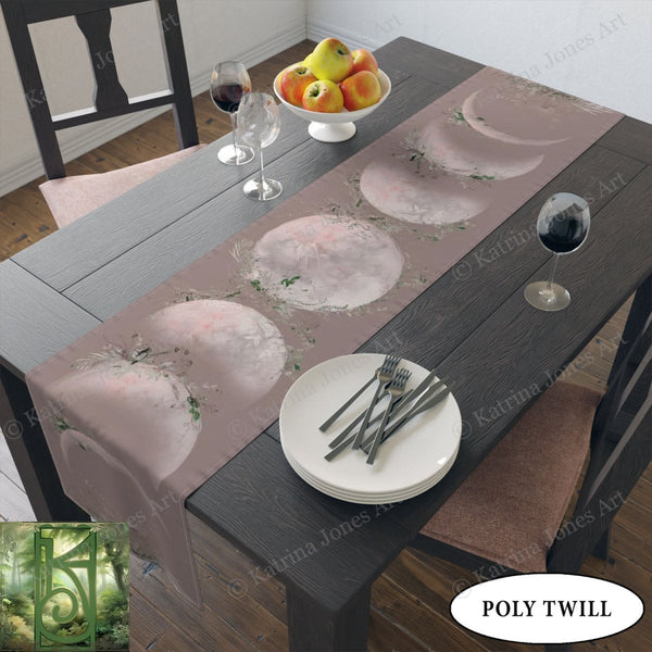 Boho Witchy Moon Phases Table Runner Altar Cloth