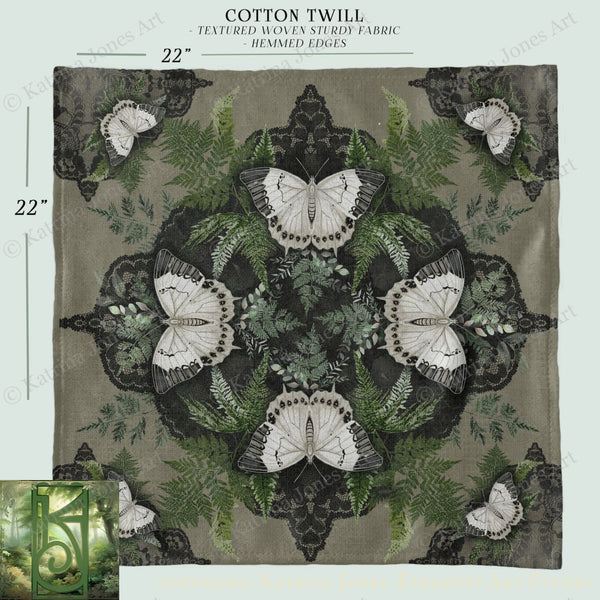 Butterfly Mandala Dark Square Altar Cloth Tarot Mat Altar Cloth Square