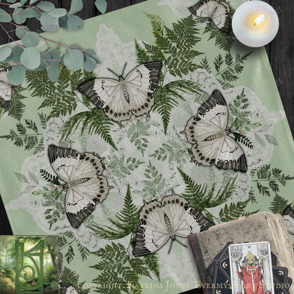 Butterfly Mandala Light Square Altar Cloth Tarot Mat Altar Cloth Square