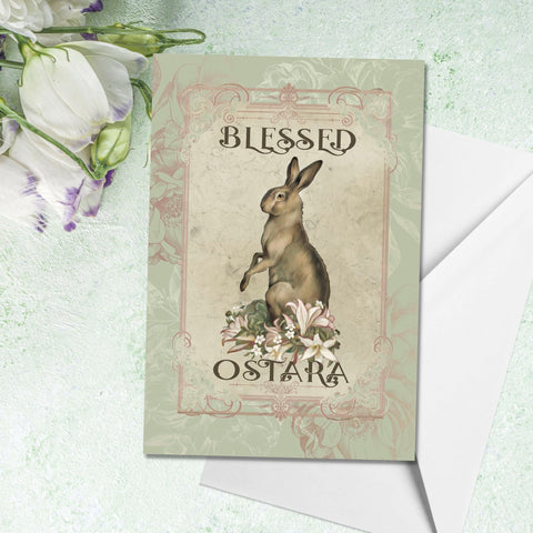 Blessed Ostara Greeeting Card Easter Spring Equinox Pagan Witch Sabbat Blank Notecard