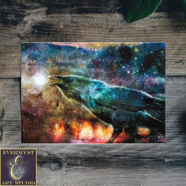 Calling Raven Greeting Card Mythic Fantasy