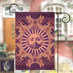 Celestial Sun Garden Flag Vintage