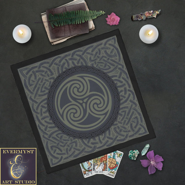 Celtic Altar Tarot Cloth - Dark Triskelle Design Square