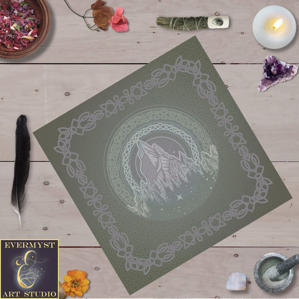 Celtic Altar Tarot Cloth - Nature-Themed Nordic Wildlife Design Square