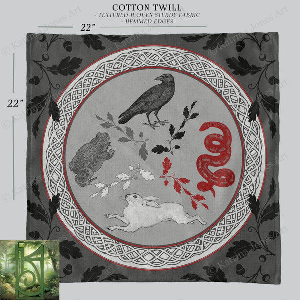 Celtic Animal Totem Altar Cloth - Wiccan Pagan Druid Tarot Mat Decor Square