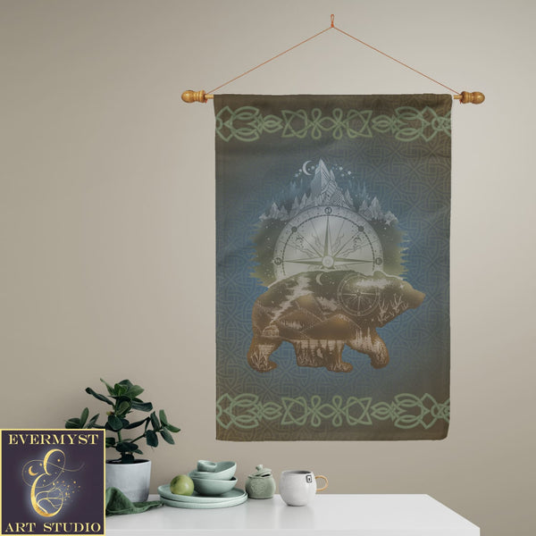 Celtic Bear Totem Garden Flag - Wildlife Mythology Decor