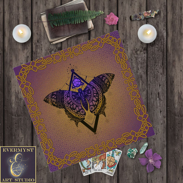 Celtic Butterfly Altar Tarot Cloth - Animal Totem Transformation Decor Square