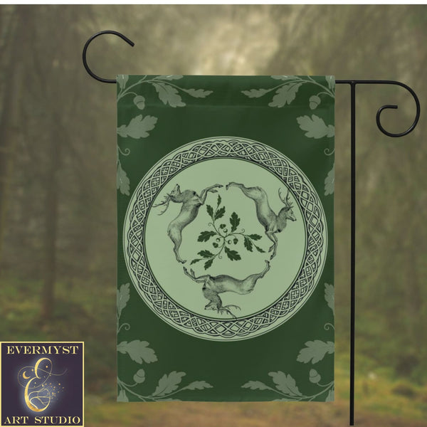 Celtic Deer Garden Flag - Gaelic Stags Gift