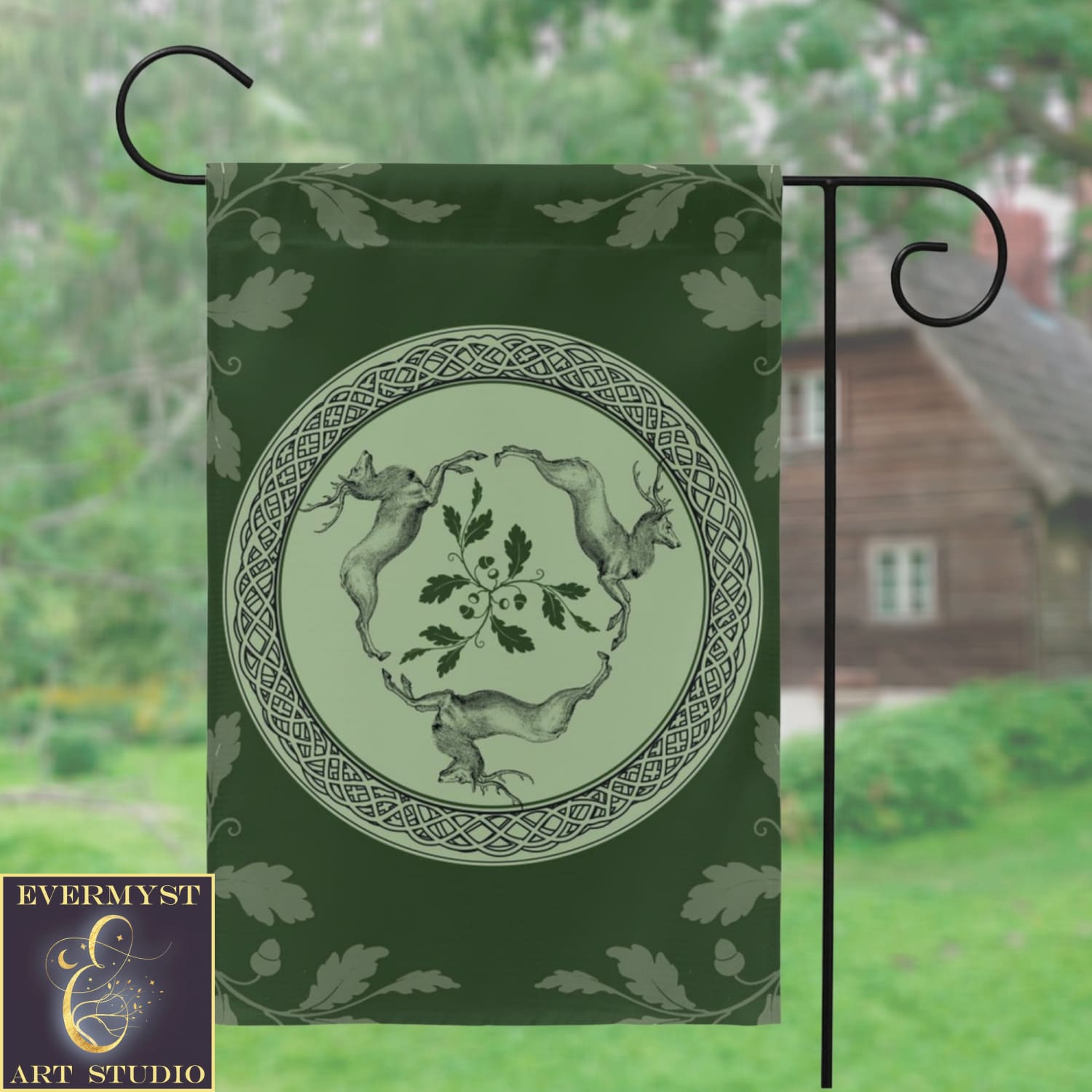 Celtic Deer Garden Flag - Gaelic Stags Gift