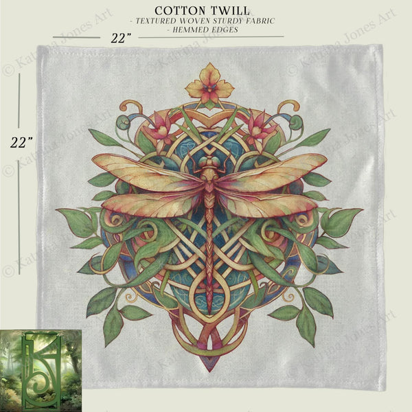 Celtic Dragonfly Altar Cloth or Tarot Mat - Beltane Litha Summer Dragonfly Colorful Altar Tarot Witch Decor