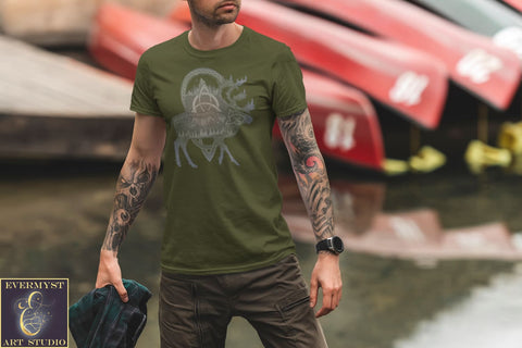 Celtic Elk T-Shirt Unisex Black Graphic Vintage Clothing Mens Womens Shirt Herne The Hunter