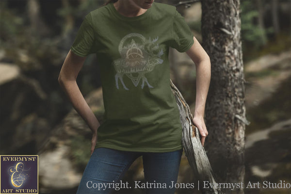 Celtic Elk T-Shirt Unisex Black Graphic Vintage Clothing Mens Womens Shirt Herne The Hunter