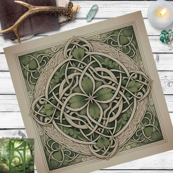 Celtic Leaves Mandala Altar Cloth - Pagan Wicca Decor Square