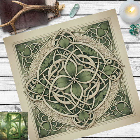Celtic Leaves Mandala Altar Cloth - Pagan Wicca Decor Square