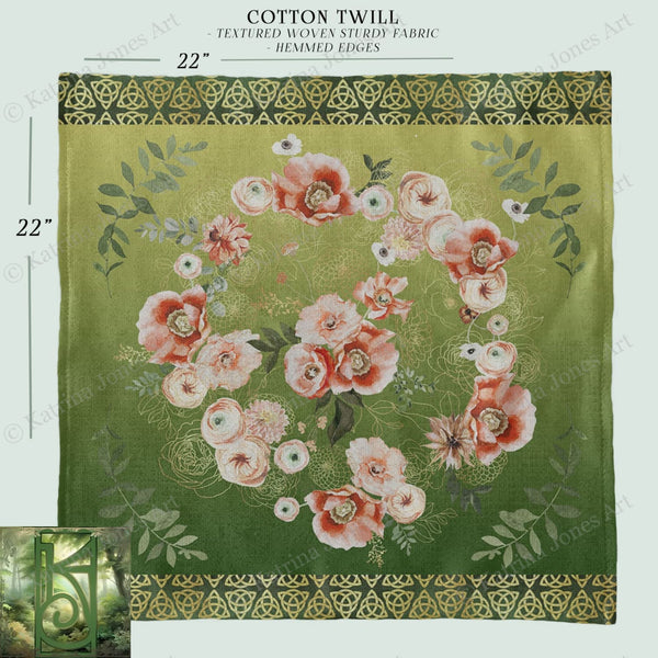 a picture of a green and red floral design