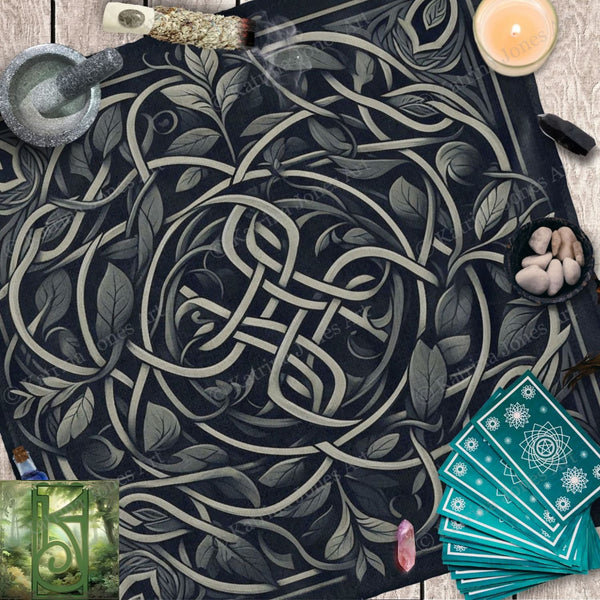 a table topped with cards and candles on top of a table