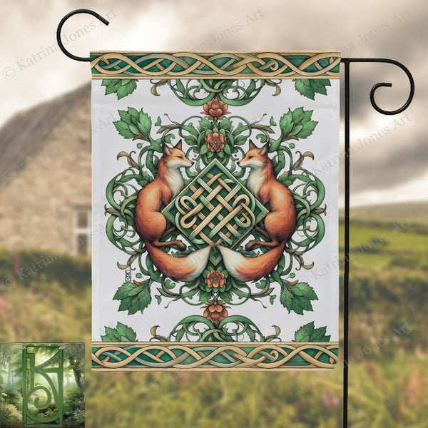 a sign with a picture of two foxes on it