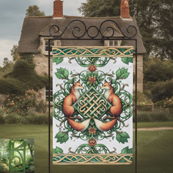 a sign with a picture of two foxes on it