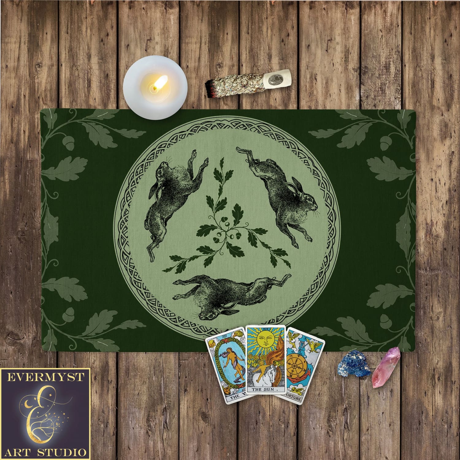 Celtic Hare Altar Cloth Rabbit Decor Witch Pagan Cotton Twill Rec