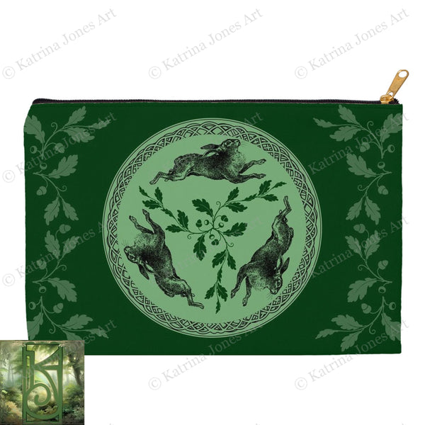 Celtic Hare Accessory Pouches Rabbit Altar Decor Witch Pagan Zippered Pouch