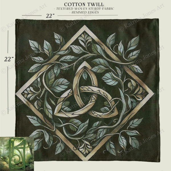 a picture of a square with leaves and a knot on it