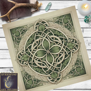 Celtic Leaves Mandala Altar Cloth - Pagan Wicca Decor Square