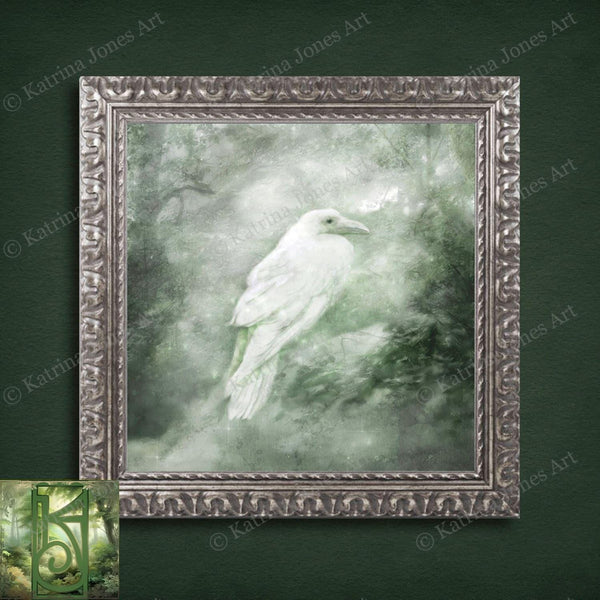 White Celtic Raven Painting - Mythic Creature Canvas Art 10 X Paper