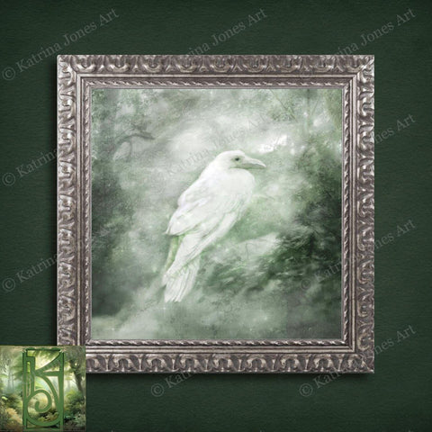 White Celtic Raven Painting - Mythic Creature Canvas Art 10 X Paper