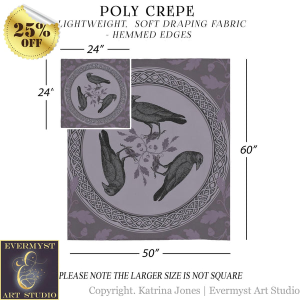 Celtic Raven Purple Witch Altar Cloth - Tarot Decor Square