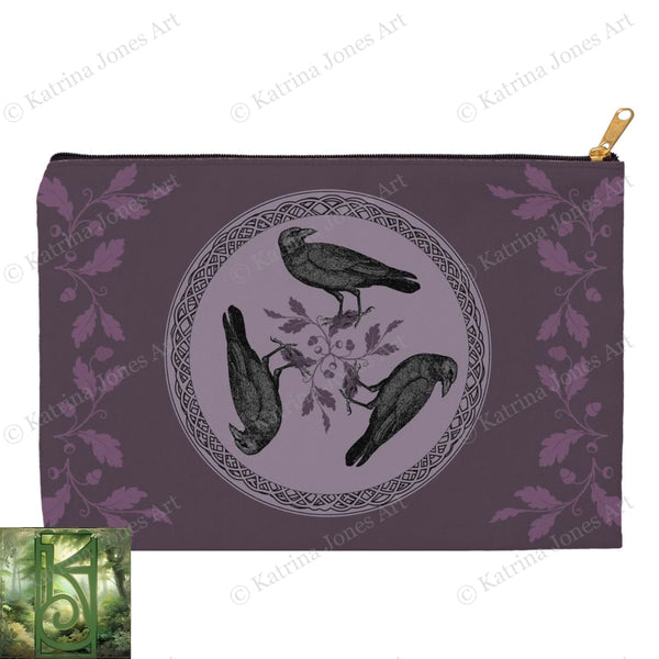 Celtic Ravens Accessory Zippered Pouch Purse Tarot Oracle Deck Makeup Zip Cosmetic Bag Spirit