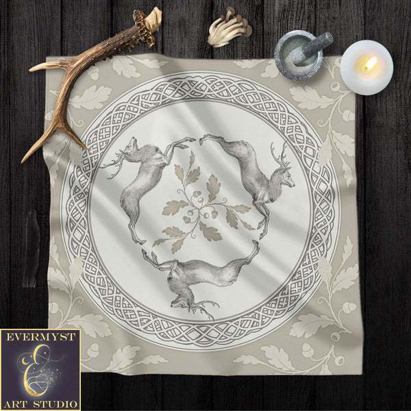 a table cloth with a deer design on it