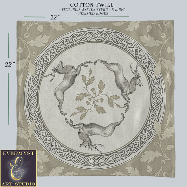 a piece of cloth with a picture of two deers on it