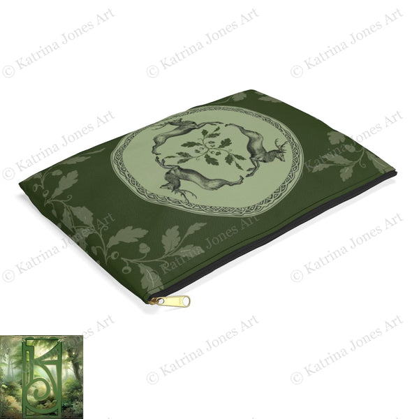 Celtic Stag Accessory Zippered Pouch Purse Tarot Oracle Deck Makeup Zip Cosmetic Bag