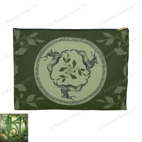 Celtic Stag Accessory Zippered Pouch Purse Tarot Oracle Deck Makeup Zip Cosmetic Bag