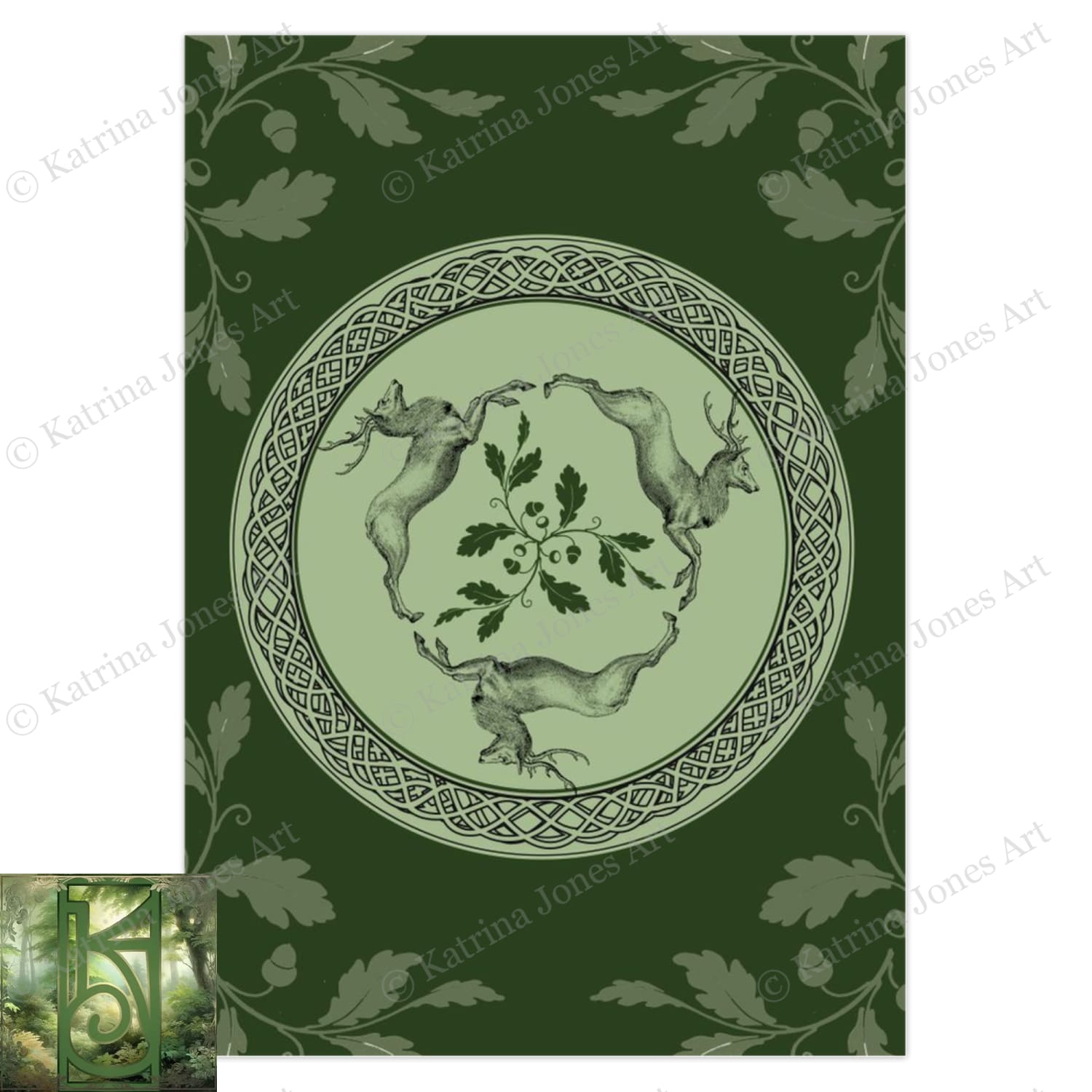 Celtic Stag Greeting Card Nature Triple Deer Blank Notecard 10 Cards