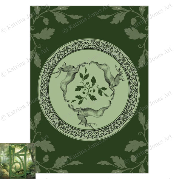 Celtic Stag Greeting Card Nature Triple Deer Blank Notecard 10 Cards