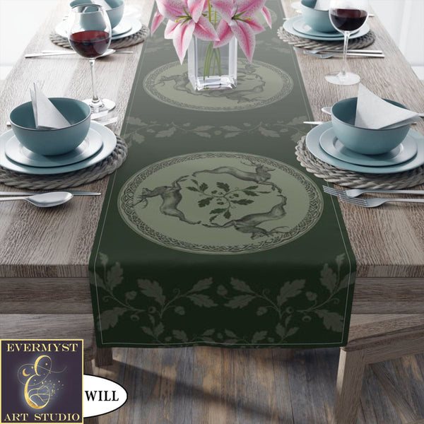 Celtic Stags Table Runner - Herne Hunter Decor Altar Cloth Deer Buck Design