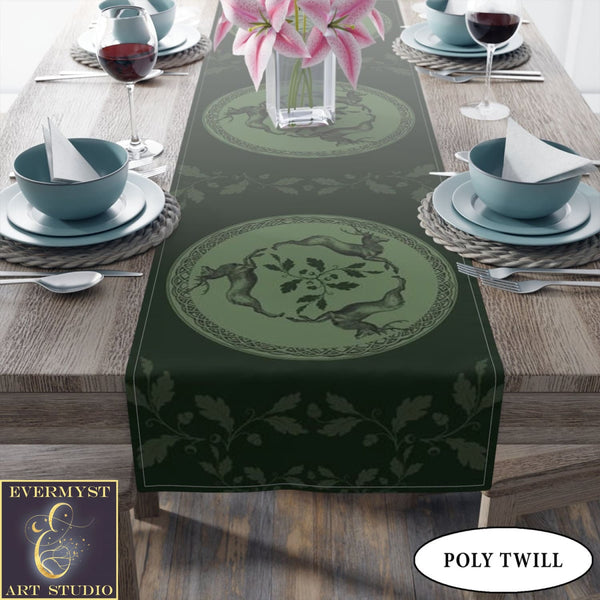 Celtic Stags Table Runner - Herne Hunter Decor Altar Cloth Deer Buck Design