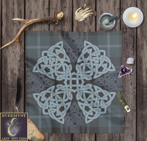 Celtic Tarot Cloth - Tribal Knotwork Plaid Highland Viking Decor Altar Square