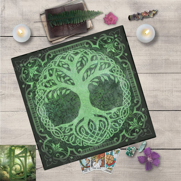 Tarot Altar Cloth - Tree Of Life Wicca Pagan Ritual Celtic Theme Square