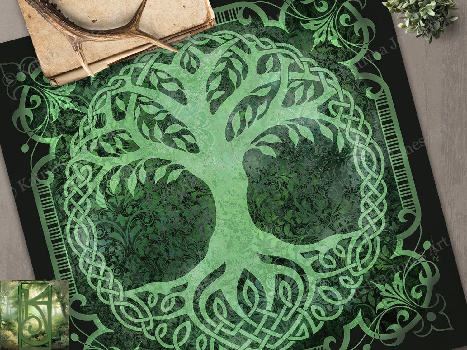 Tarot Altar Cloth - Tree Of Life Wicca Pagan Ritual Celtic Theme Square