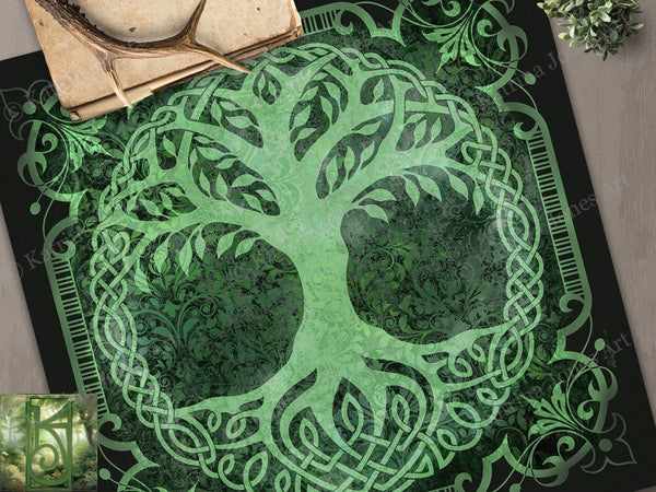 Tarot Altar Cloth - Tree Of Life Wicca Pagan Ritual Celtic Theme Square