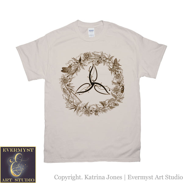 Celtic Trinity Knot Botanical Leaves Flowers Vintage T-Shirt Top Clothing Medium (M) T Shirt