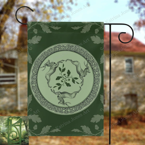 Celtic Deer Garden Flag - Gaelic Stags Gift