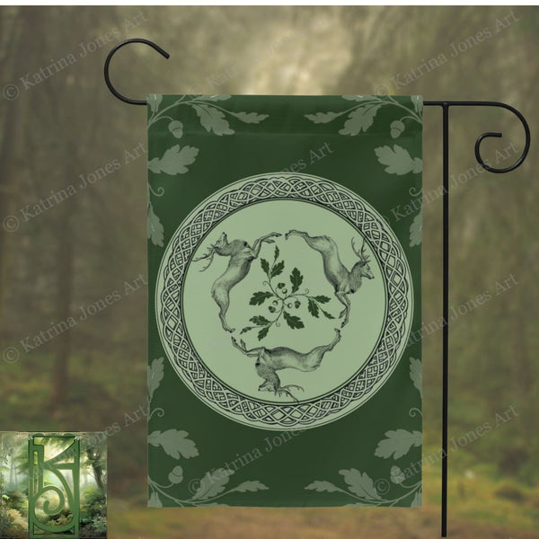 Celtic Deer Garden Flag - Gaelic Stags Gift