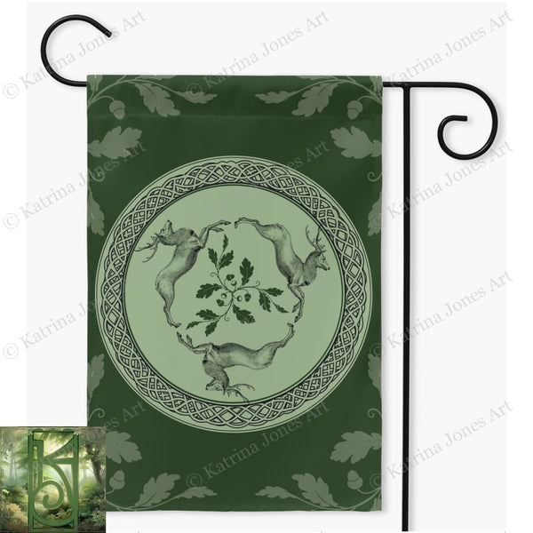Celtic Deer Garden Flag - Gaelic Stags Gift
