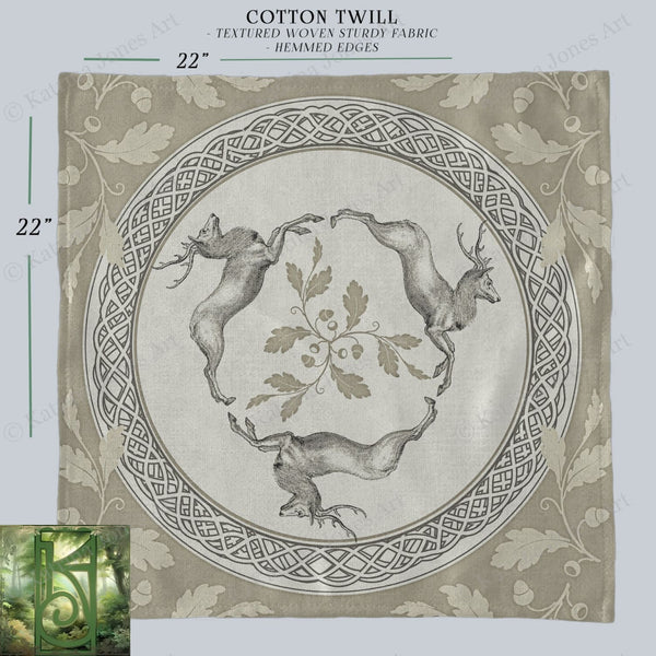 a piece of cloth with a picture of two deers on it