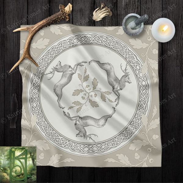 a table cloth with a deer design on it