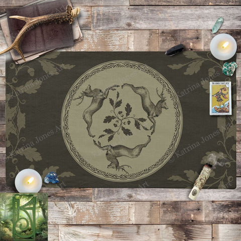 a place mat with a picture of birds on it