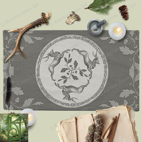 a placemat with a picture of a bird and flowers on it